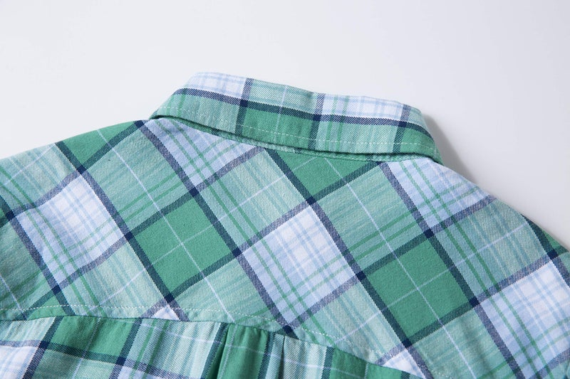 Tronjori Boys' Short Sleeve Button Down Woven Shirt(6,Olive Check) - Image 4